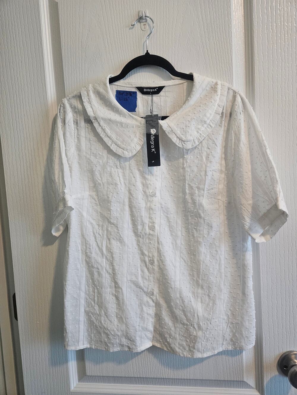 Allegra K Women's Swiss Dot Button Front Blouse